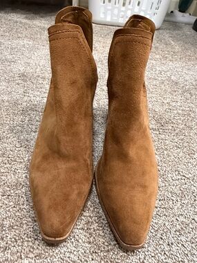 Steve Madden Cognac Suede Pointed-Toe Ankle Booties
